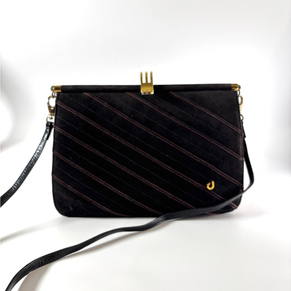 Charles Jourdan Vintage Black Suede Shoulder Bag | French Designer Quiet Luxury